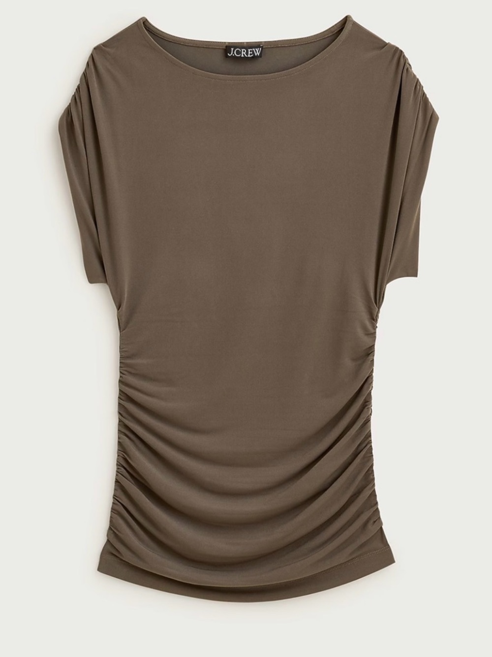 NWT! J.Crew Rouched Top in Matte Jersey. XL - Smoky Wood